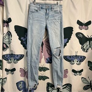 Ripped distressed ankle jeggings